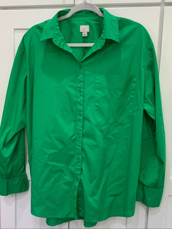 a new day Tops - a new day Green Button-Down Shirt with Pocket